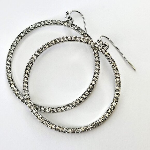 Round Silver Tone Earrings - Picture 2 of 3